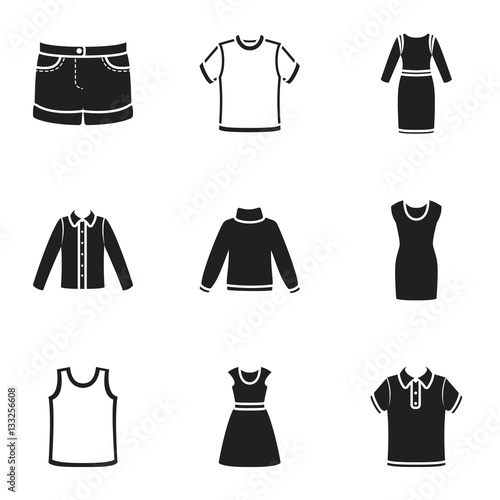 Clothes set icons in black style. Big collection of clothes vector symbol stock illustration