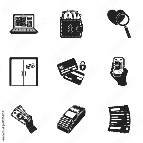 E-commerce set icons in black style. Big collection of e-commerce vector symbol stock illustration