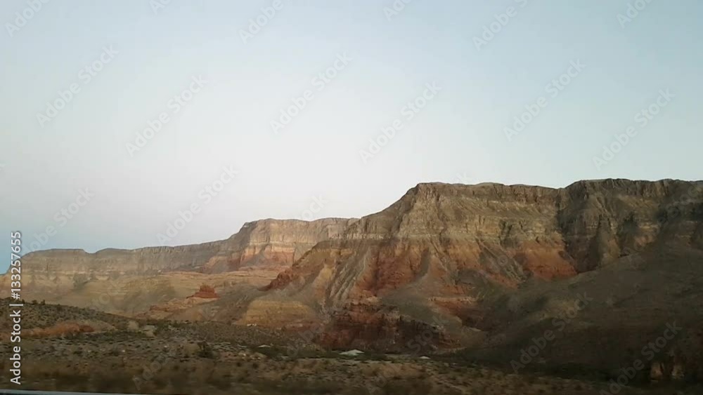 View from a car window, of a mountain road on route 15, just outside Las Vegas, in Nevada, United states of America View from a car window, of a mountain road on route 15, just outside Las Vegas, in Nevada, United states of America