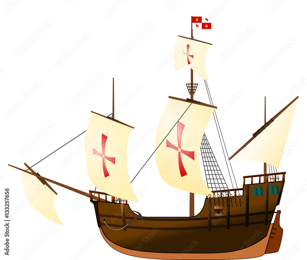 Pinta sailing ship vector illustration of one of the three ships of