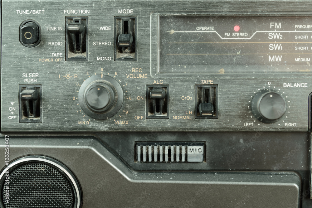 Obraz premium old retro stereo receiver system mode control panel button switch