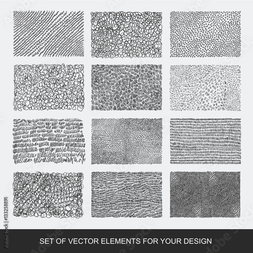 Collection of textures, brushes, graphics, design element. Hand-