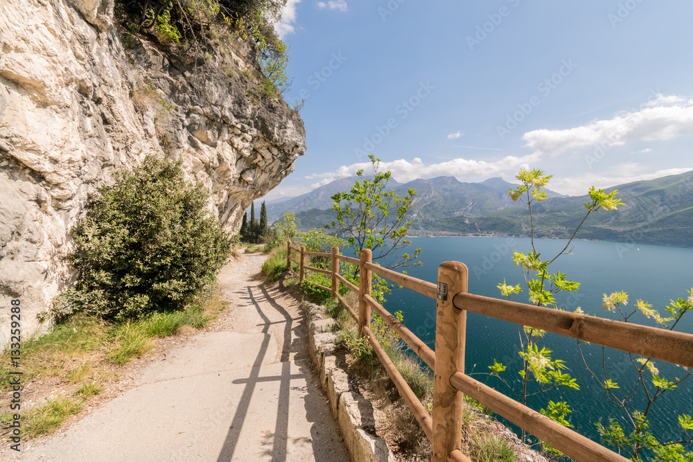 Trail of Ponale in Riva del Garda, Italy.