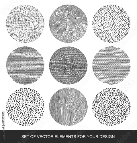 Set arbitrary hand drawn textures and brushes. Vector collection