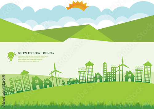 Ecology connection concept background . Vector infographic illu