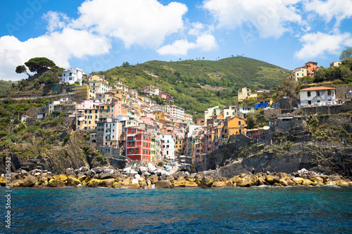 Fototapeta Naklejka Na Ścianę i Meble -  Riomaggiore in Cinque Terre, Italy - Summer 2016 - view from the