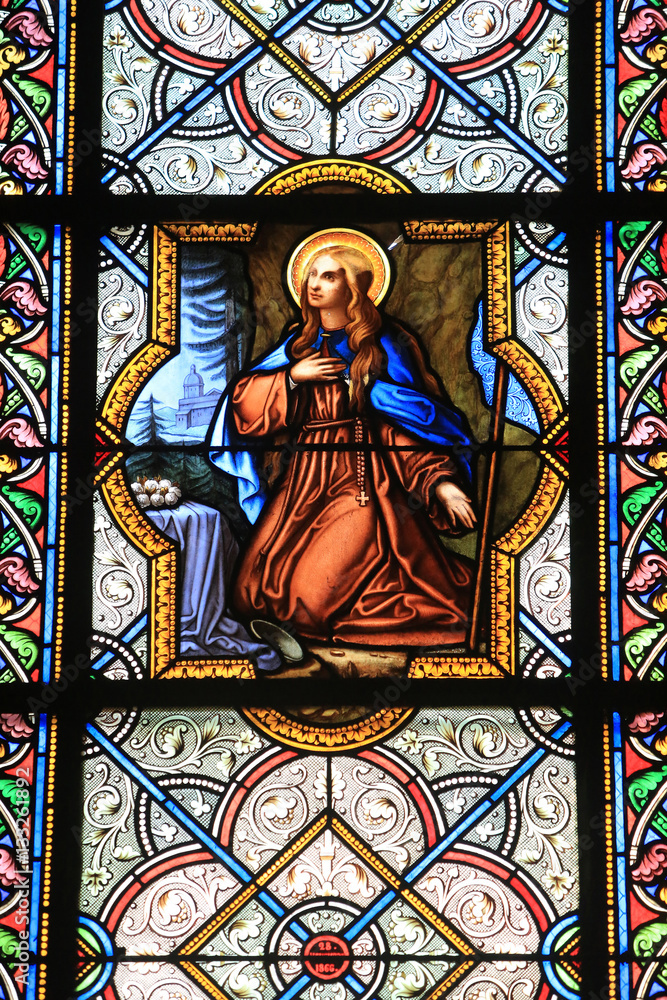 Vitrail. Saint-Eglise Saint-Clodoald. Saint-Cloud. / Stained glass. Church St. Clodoald. Saint-Cloud.