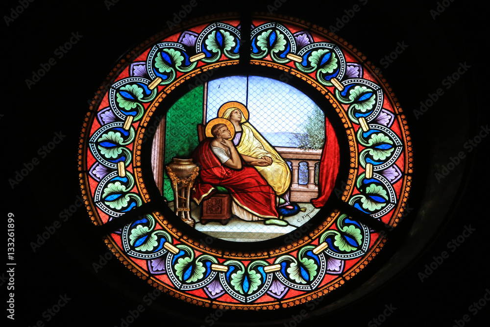 Fototapeta premium Saint-Augustin et sa mère Monique. Saint-Eglise Saint-Clodoald. Saint-Cloud.