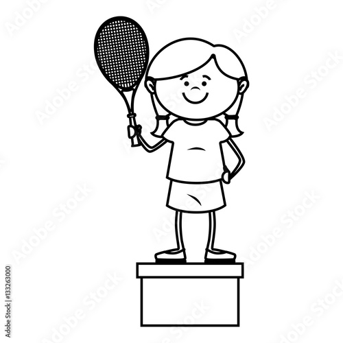 kid tennis sport player icon vector illustration design