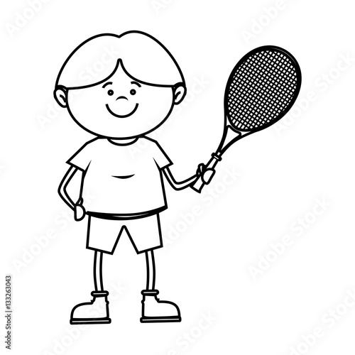 kid tennis sport player icon vector illustration design