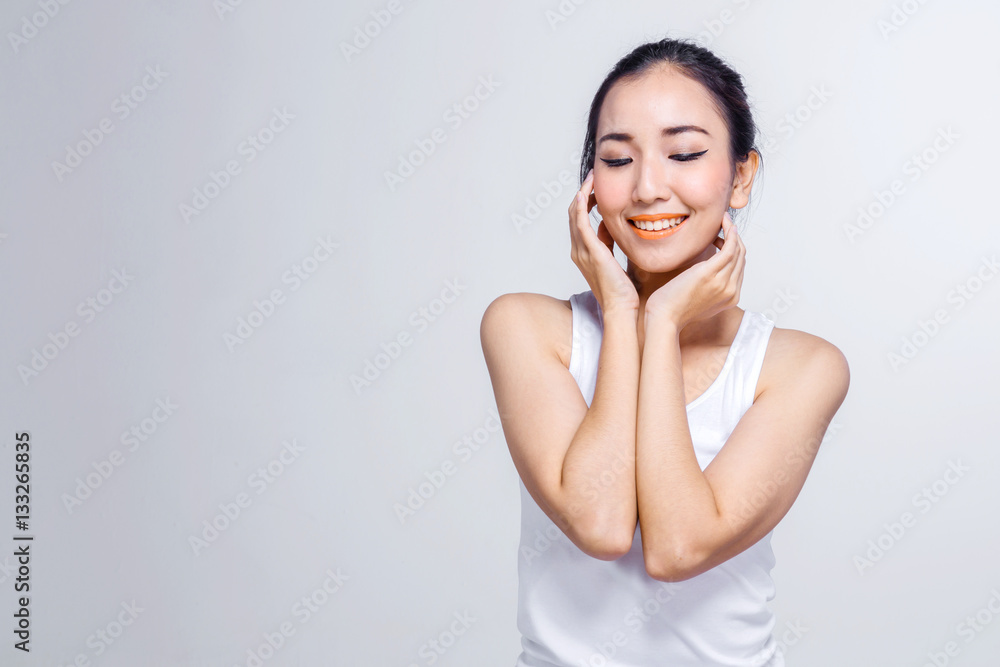 Beauty woman portrait. Skin and face care concept Beauty woman portrait. Skin and face care concept