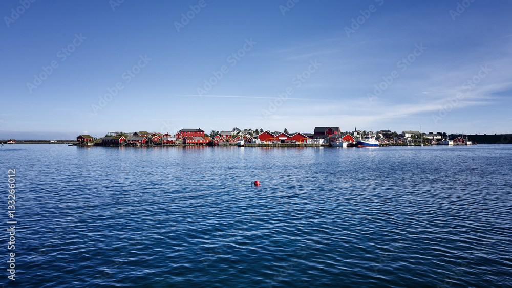 Reine, Norwey Picturesque view small harbor on Lofoten islands in Norway