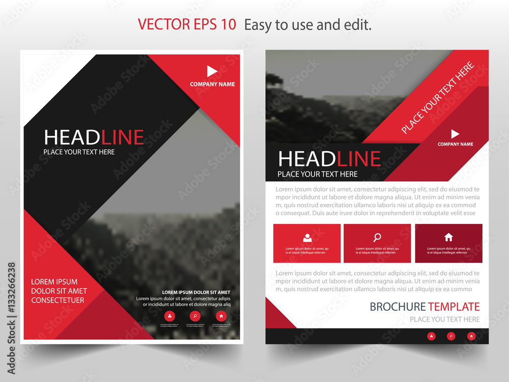 Red Black Vector annual report Leaflet Brochure Flyer template design ...