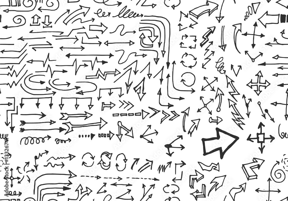 Fototapeta premium hand-drawn doodle seamless pattern with arrows