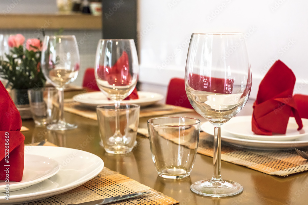 Table set for lunch in restaurant, selective focus Table set for lunch in restaurant, selective focus