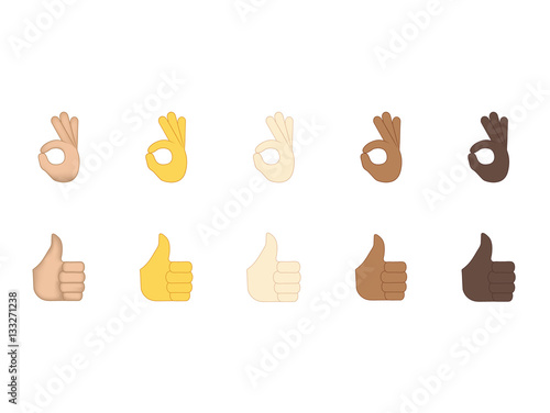 Thumbs up and ok  gesture vector emoji