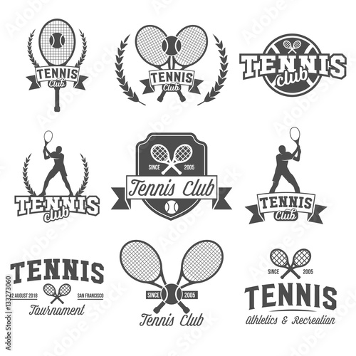 Tennis sports logo, label, emblem, design elements