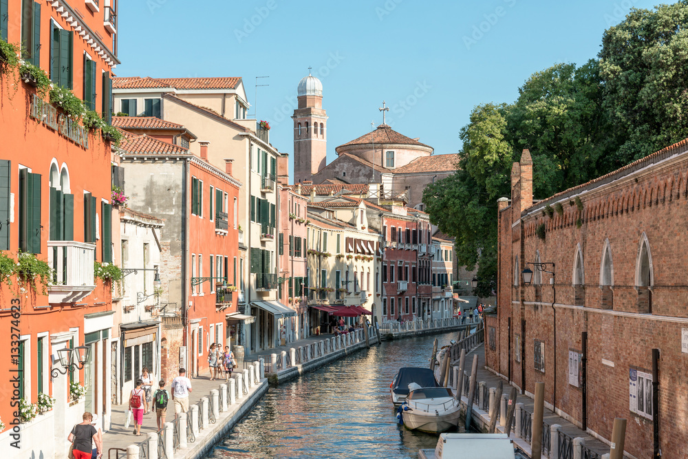 VENICE, ITALY - March 26, 2016. Beautiful view of water street a