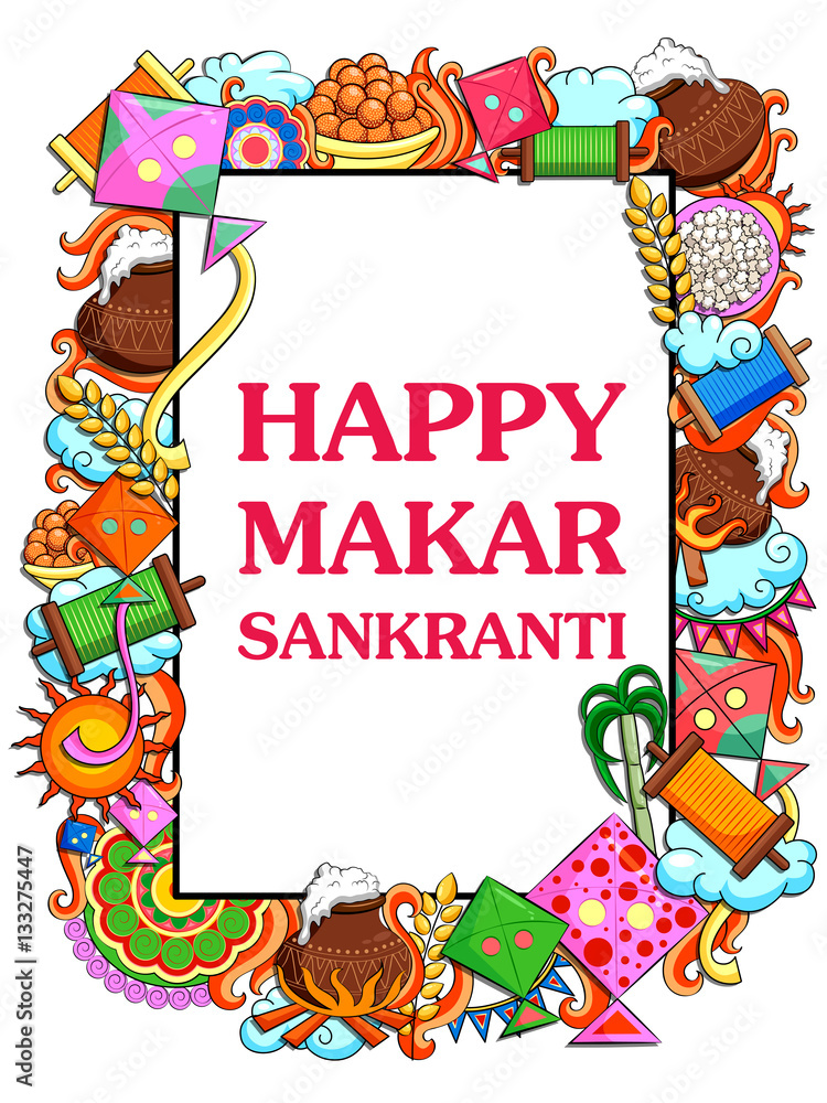 Fototapeta premium Happy Makar Sankranti festival celebration background