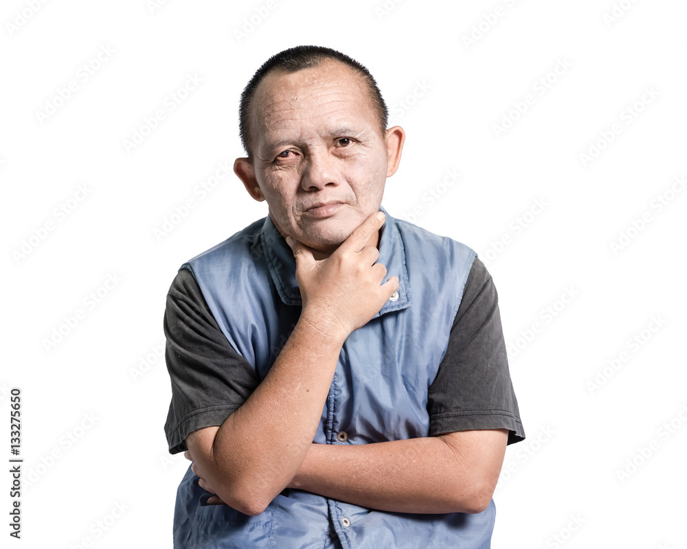 Portrait of a man with down syndrome. Isolated on white background Portrait of a man with down syndrome. Isolated on white background