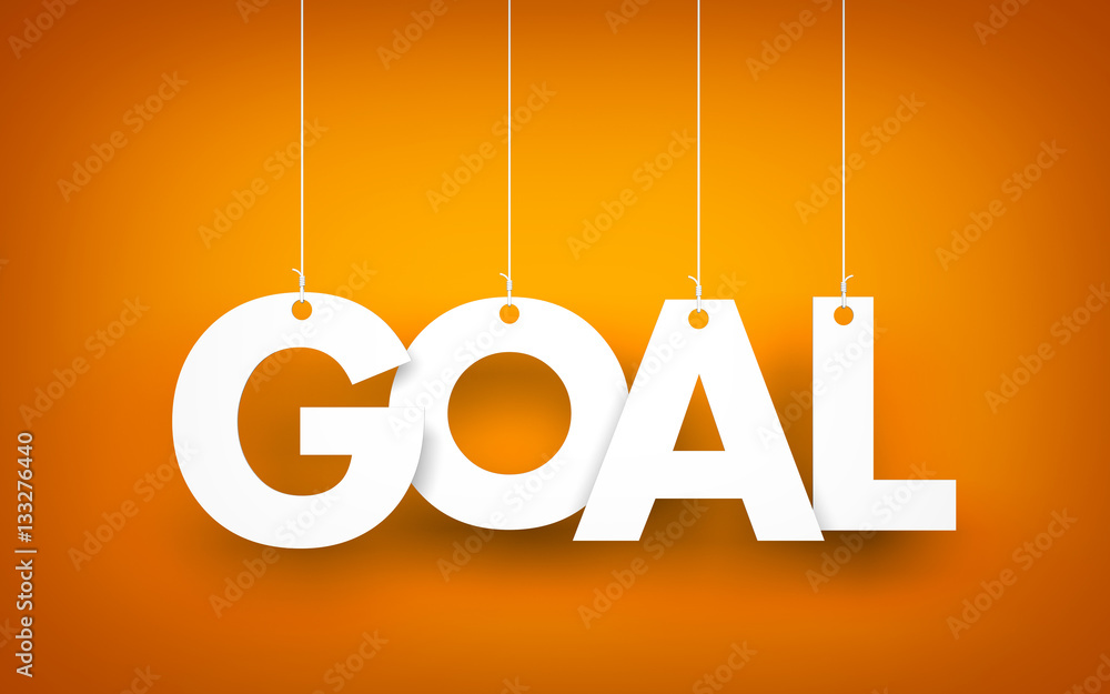 Goal - word hanging on orange background. 3d illustration Goal - word hanging on orange background. 3d illustration