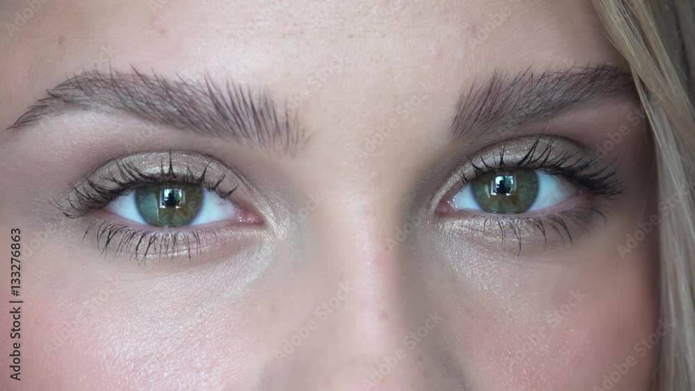 Closeup video of female eyes with day face makeup Closeup video of female eyes with day face makeup