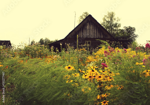 Scenic shot of the old barn buildings