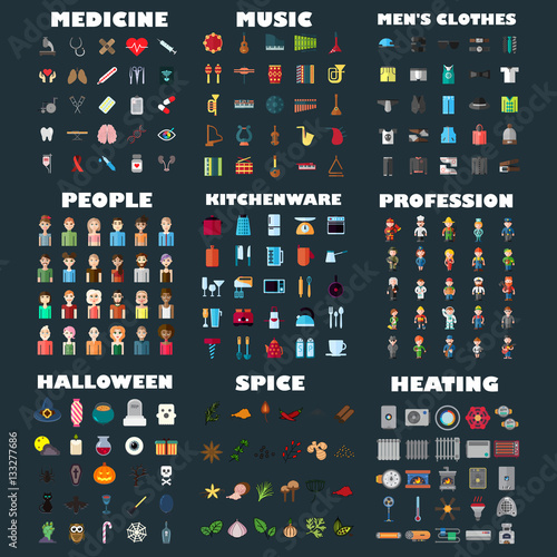 big flat icon set