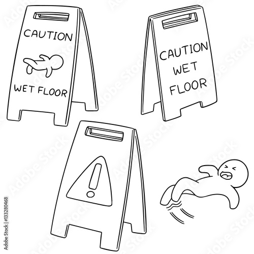 vector set of wet floor sign