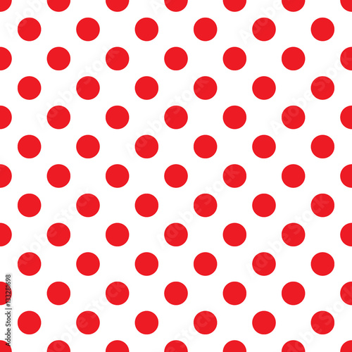 Red polka dot on white