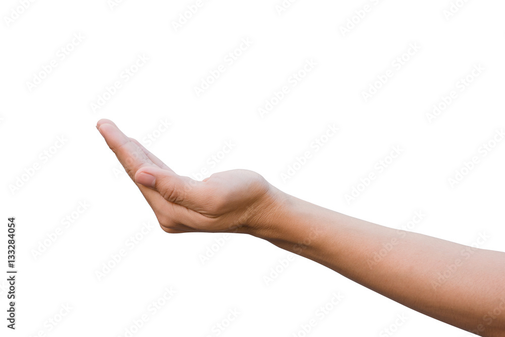 man hand open and ready to help or receive. Gesture isolated on man hand open and ready to help or receive. Gesture isolated on