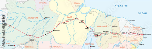 Map of the Brazilian road Transamazonica BR 230 photo