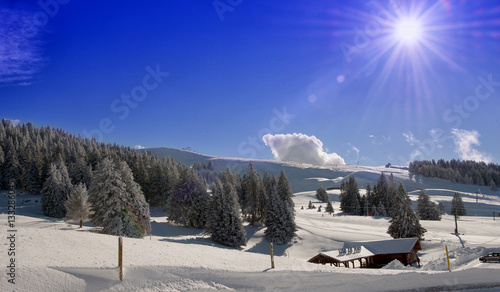 winter mountain landscape in the french Alps