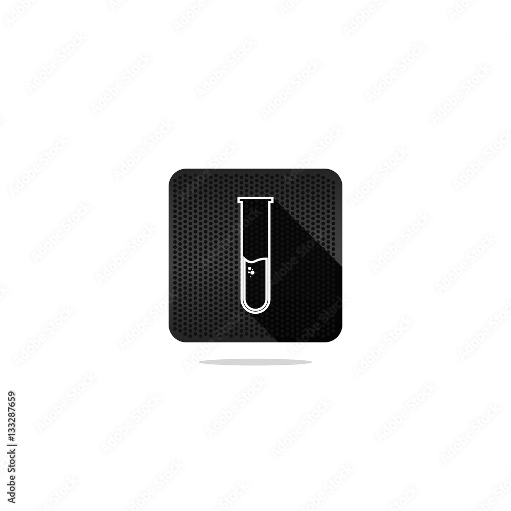 Black Pin Hole Beaker or Flask Icon with Long Shadow Black Pin Hole Beaker or Flask Icon with Long Shadow