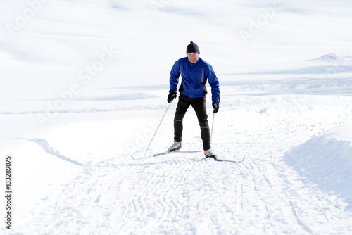 The Cross-country Skier in the mountains.