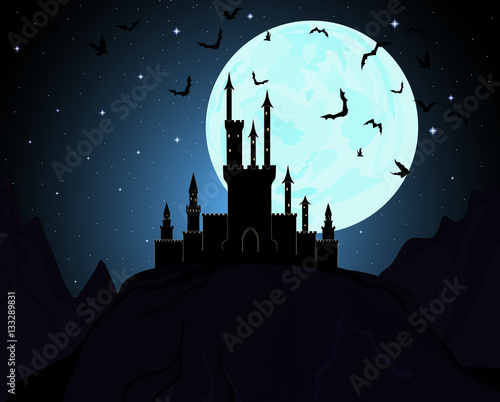 Halloween Dracula's castle. Vector illustration