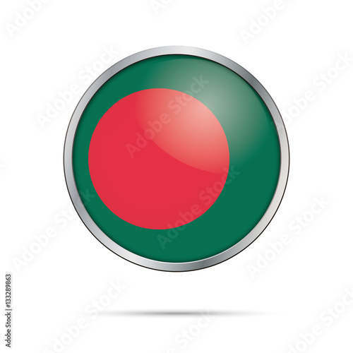 Vector Bangladeshian flag button. Bangladesh flag in glass button style with metal frame. Free Download Vector Bangladeshian flag button. Bangladesh flag in glass button style with metal frame. - GFXLoad