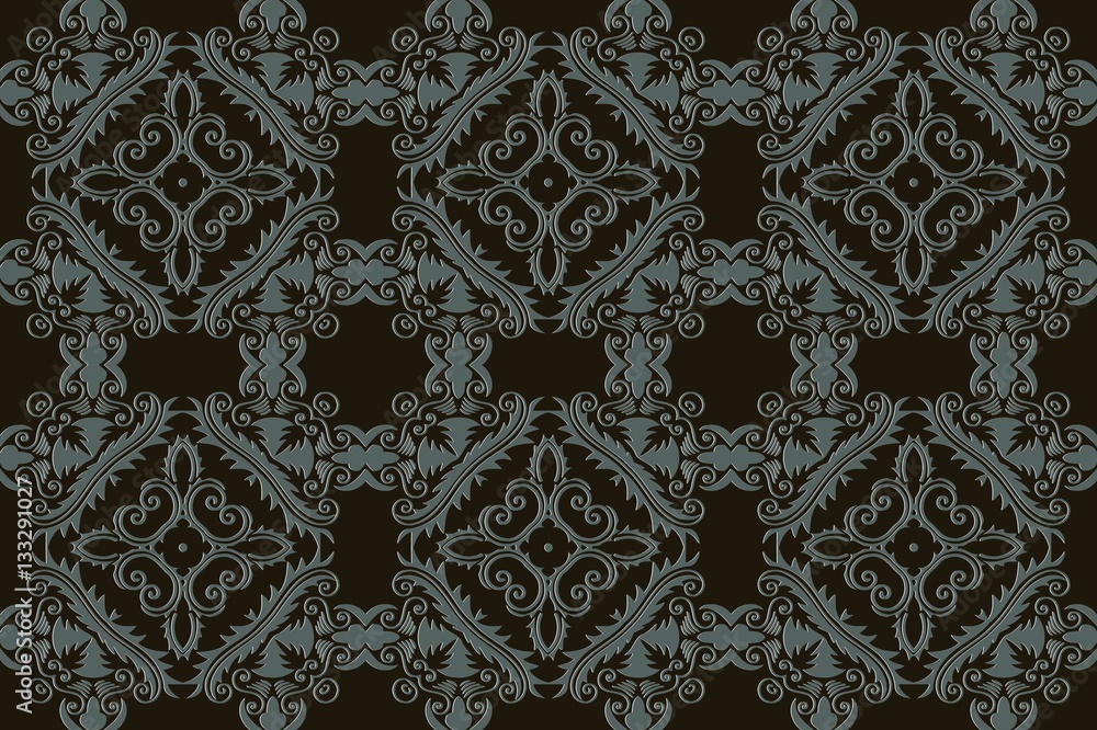 Monochrome abstract background texture pattern in rococo style, victorian , in renaissance , in baroque .
