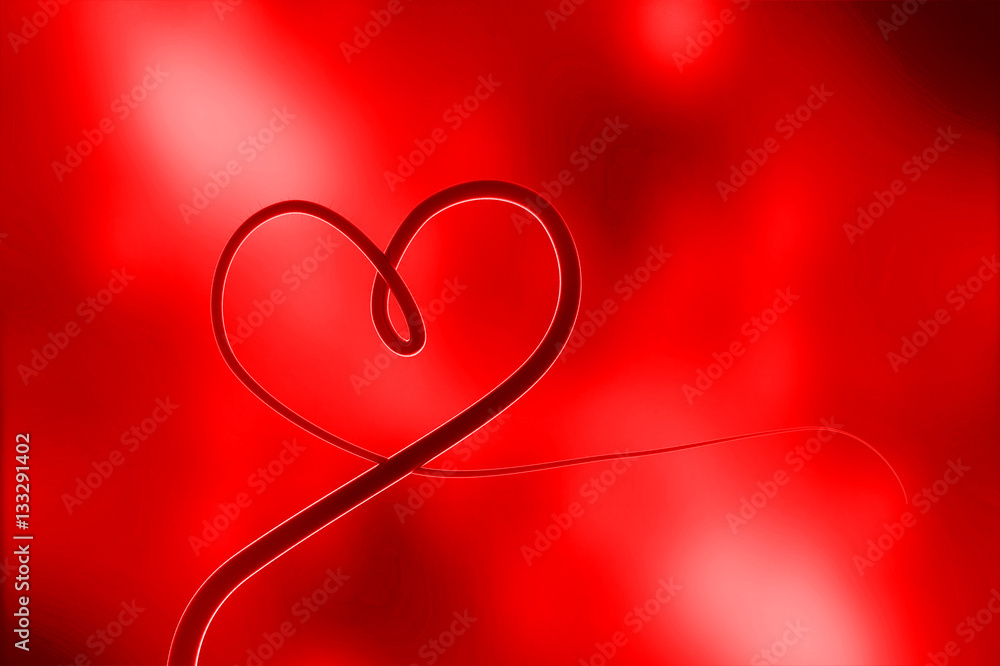 Valentine's Day Nature red heart on red background. 3D high realistic rendering,