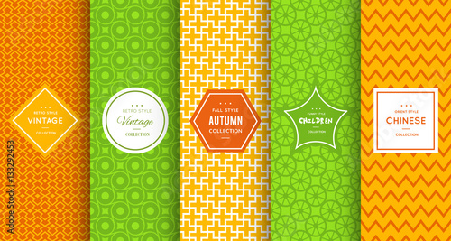 Retro different vector seamless patterns