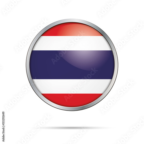 Free Download Vector Thai flag Button. Thailand flag in glass button style with metal frame. - GFXLoad