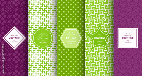 Retro different vector seamless patterns