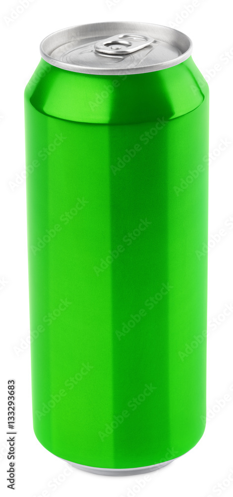 Green aluminum 500 ml beer can isolated on white background with clipping path Green aluminum 500 ml beer can isolated on white background with clipping path