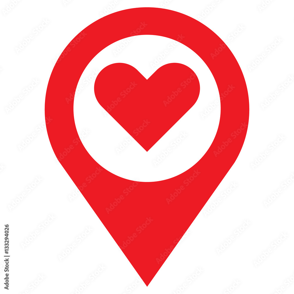 Karten Marker mit Herz klein mit Kreis - rot