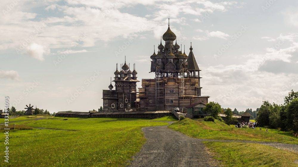 Unesco-listed assembly of 18th-century wooden architecture in Kizhi Pogost. Karelia
