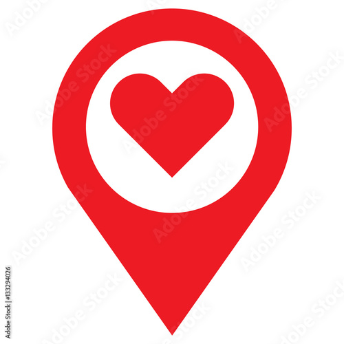 Karten Marker mit Herz klein mit Kreis - rot