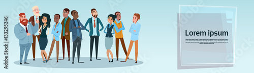 Business People Team Mix Race Businesspeople Group Flat Vector Illustration