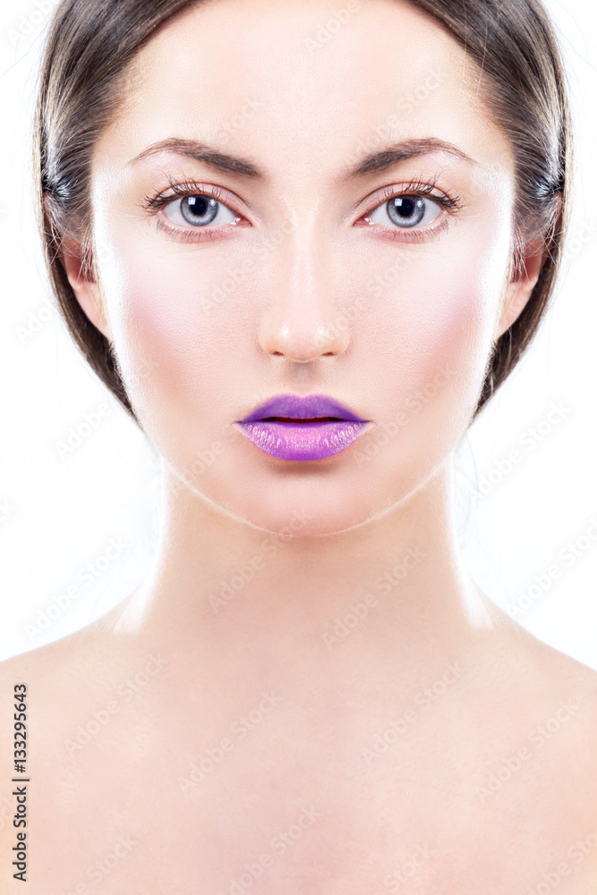 Portrait of a beautiful young woman. Face close-up