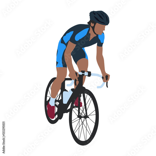 Road cyclist in blue jersey, isolated vector illustration