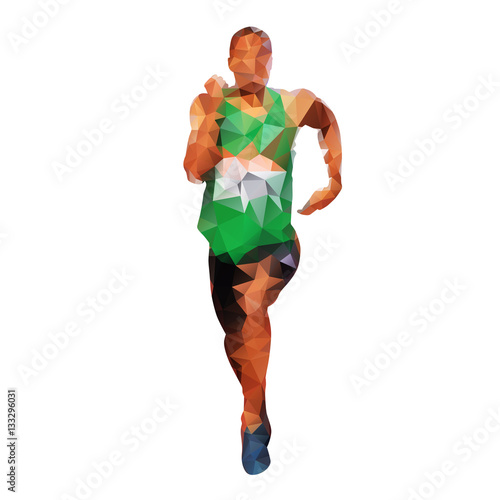 Abstract running man, vector silhouette. Polygonal athlete